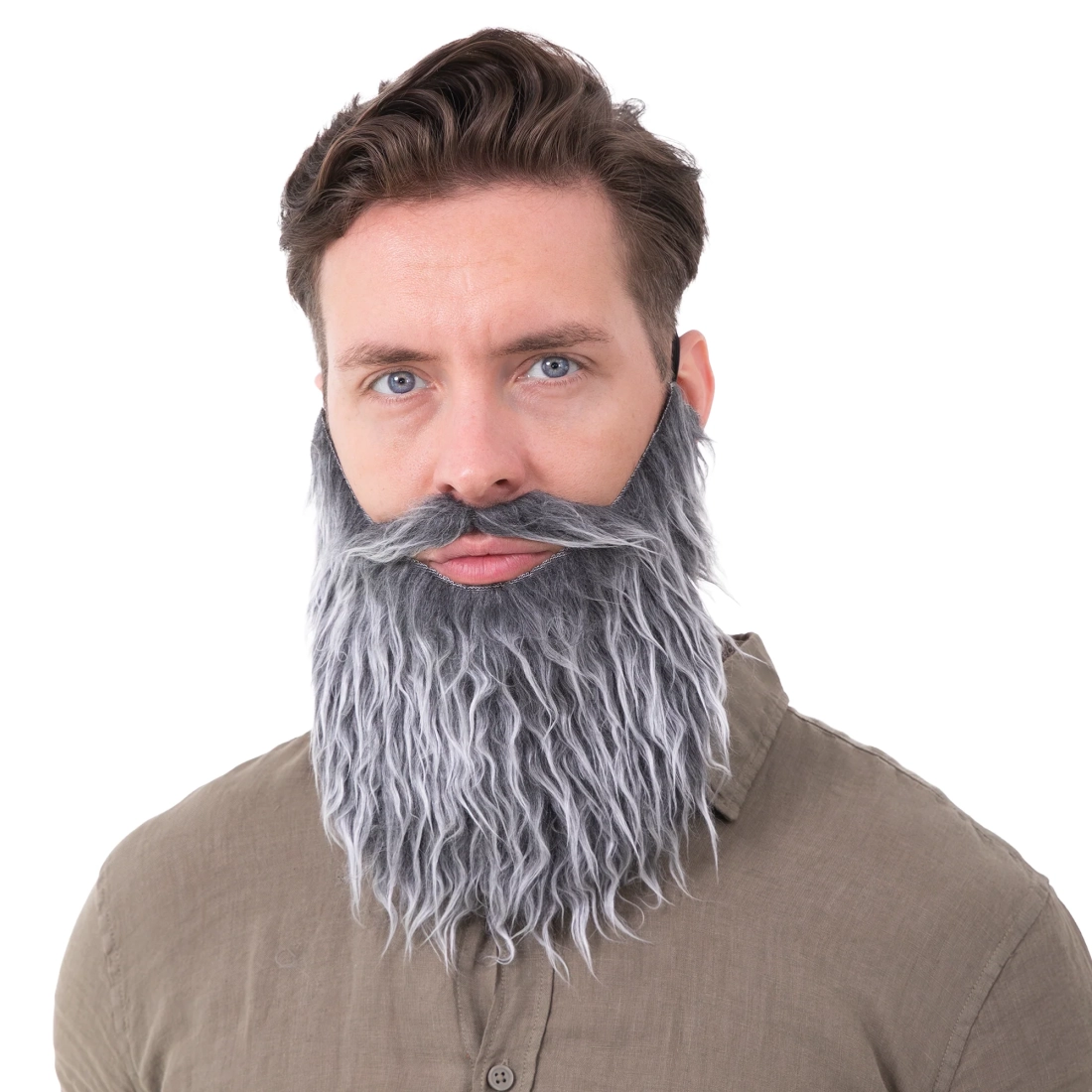 Umelá brada s fúzmi sivá na párty