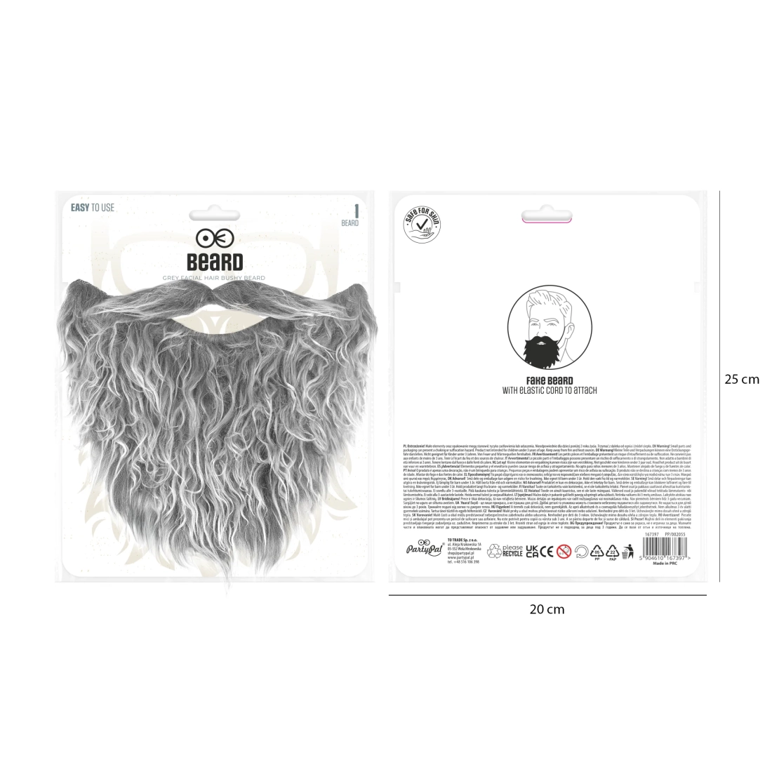 Umelá brada s fúzmi sivá na párty