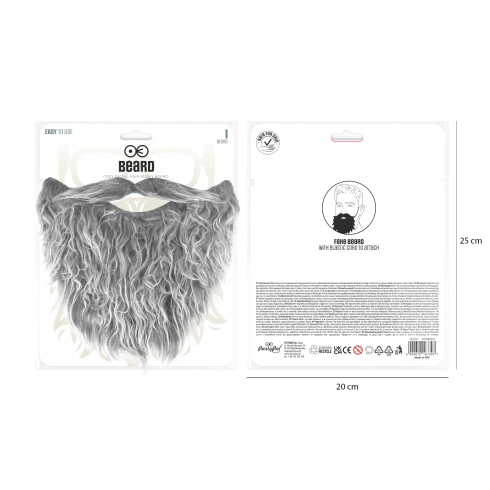 Umelá brada s fúzmi sivá na párty