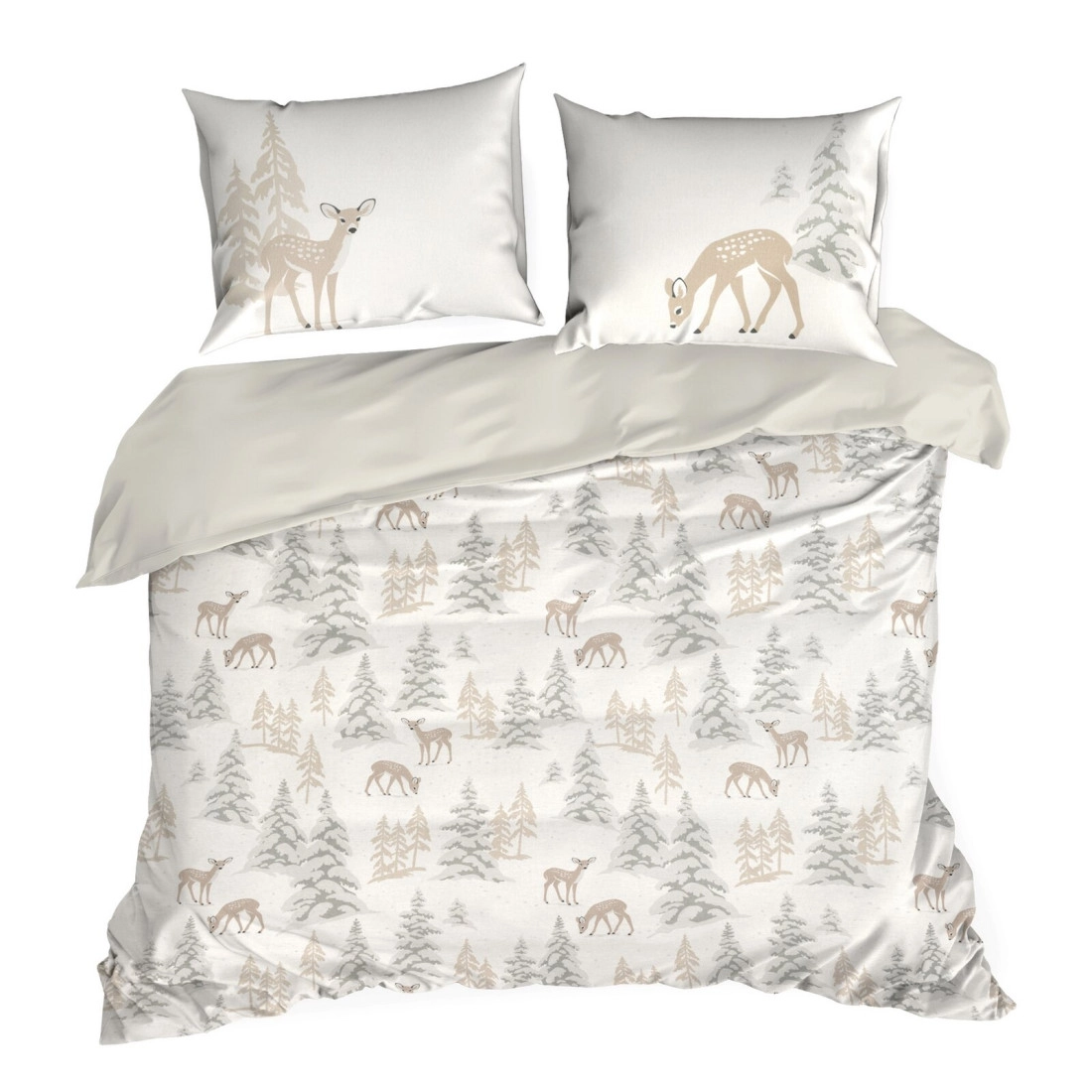 Vianočné obliečky 140x200 cm bavlnené renforcé, biele a béžové