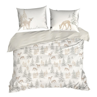 Vianočné obliečky 140x200 cm bavlnené renforcé, biele a béžové