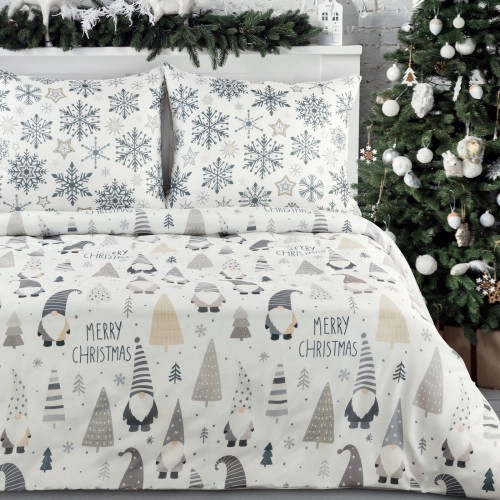 Vianočné obliečky 140x200 cm bavlnené renforcé, biele a oceľové