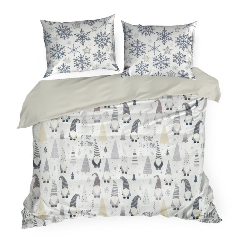 Vianočné obliečky 140x200 cm bavlnené renforcé, biele a oceľové