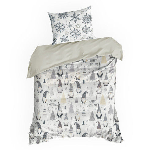 Vianočné obliečky 140x200 cm bavlnené renforcé, biele a oceľové