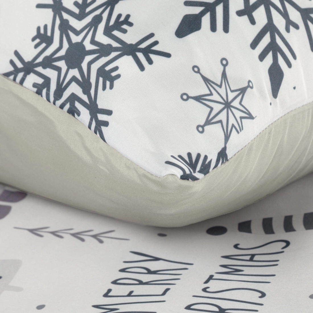 Vianočné obliečky 140x200 cm bavlnené renforcé, biele a oceľové