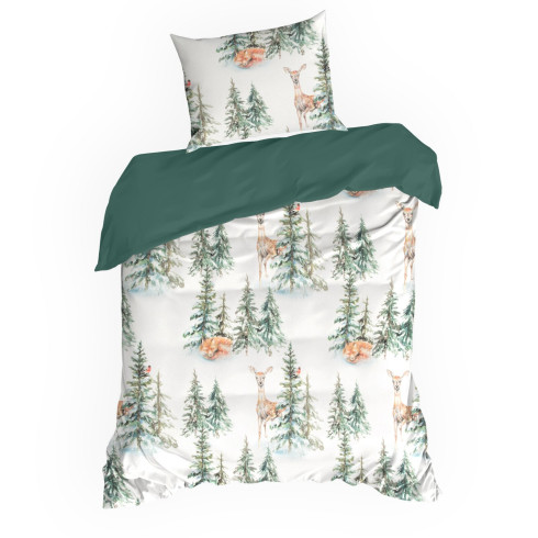 Vianočné obliečky 140x200 cm bavlnené renforcé, biele a zelené