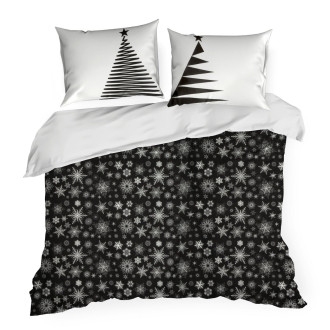Vianočné obliečky 140x200 cm bavlnené renforcé, čierne a biele