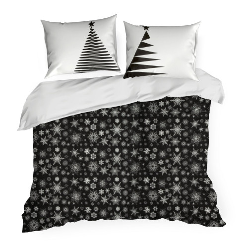Vianočné obliečky 140x200 cm bavlnené renforcé, čierne a biele