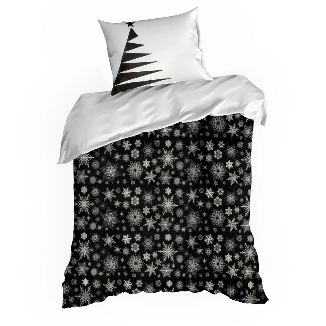 Vianočné obliečky 140x200 cm bavlnené renforcé, čierne a biele