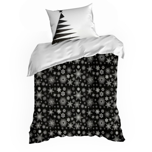Vianočné obliečky 140x200 cm bavlnené renforcé, čierne a biele