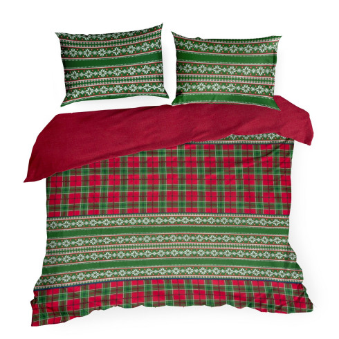 Vianočné obliečky 140x200 cm flanelové, zelené a červené