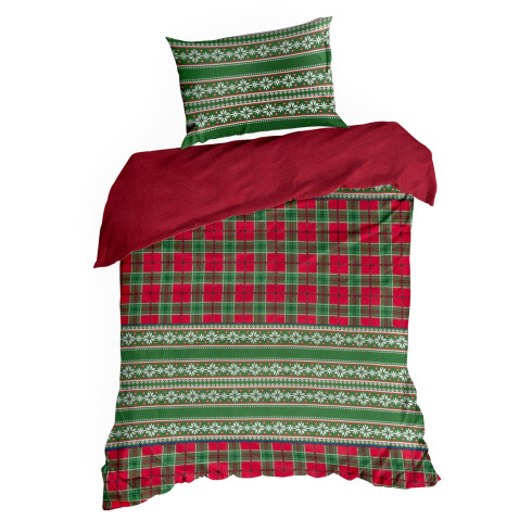 Vianočné obliečky 140x200 cm flanelové, zelené a červené