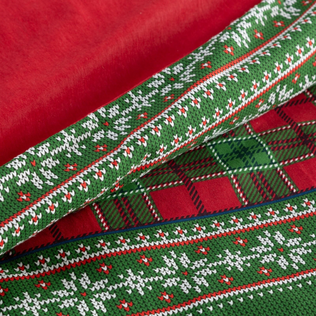 Vianočné obliečky 140x200 cm flanelové, zelené a červené