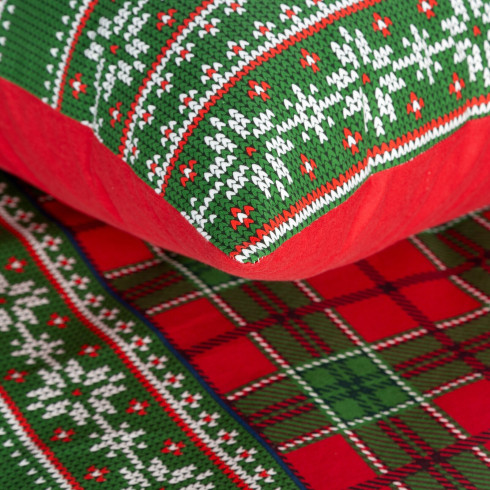Vianočné obliečky 140x200 cm flanelové, zelené a červené