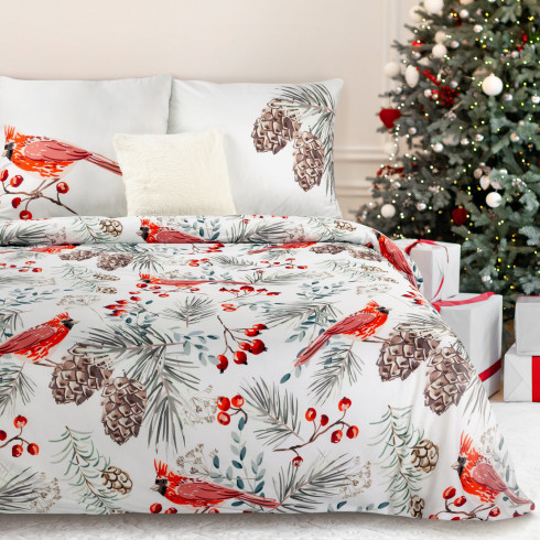 Vianočné obliečky 140x200 cm mikrovláknové, biele a červené