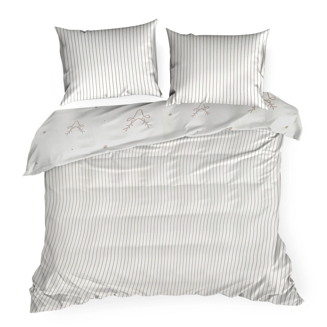 Vianočné obliečky 140x200 cm saténová bavlna, biele s béžovým motívom