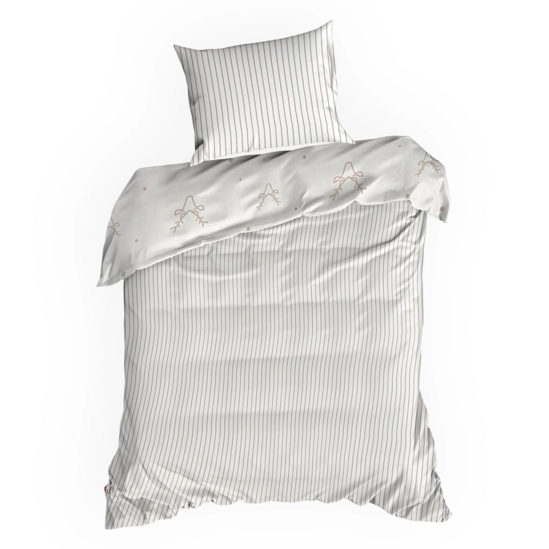 Vianočné obliečky 140x200 cm saténová bavlna, biele s béžovým motívom