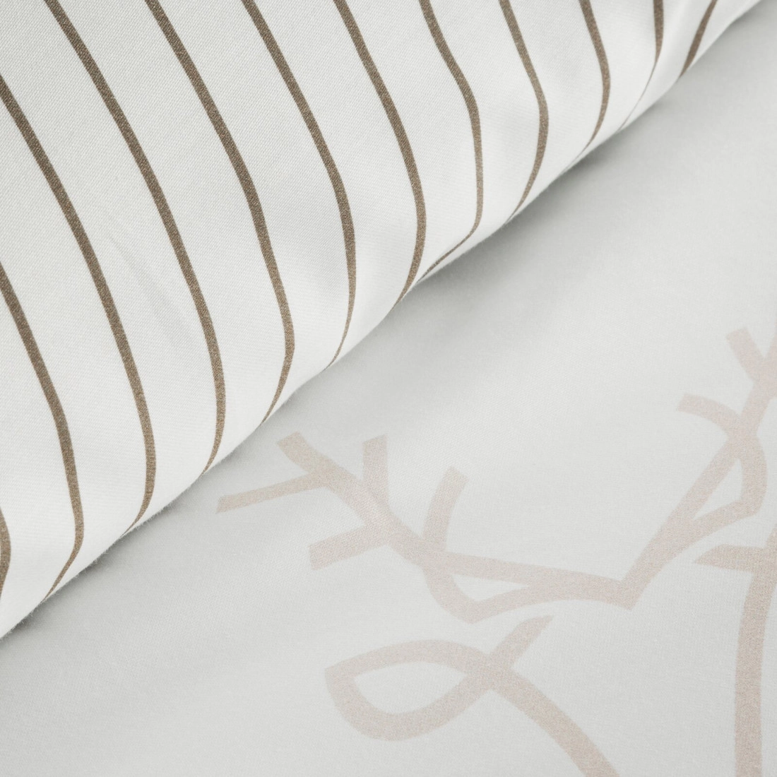 Vianočné obliečky 140x200 cm saténová bavlna, biele s béžovým motívom