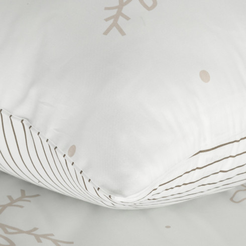 Vianočné obliečky 140x200 cm saténová bavlna, biele s béžovým motívom