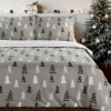 Vianočné obliečky 160x200 cm bavlnené flanelové, oceľové a biele