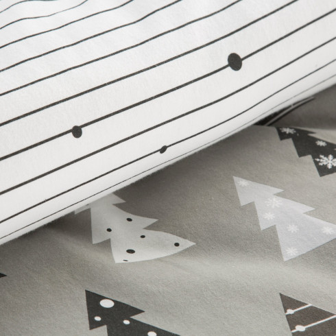 Vianočné obliečky 160x200 cm bavlnené flanelové, oceľové a biele