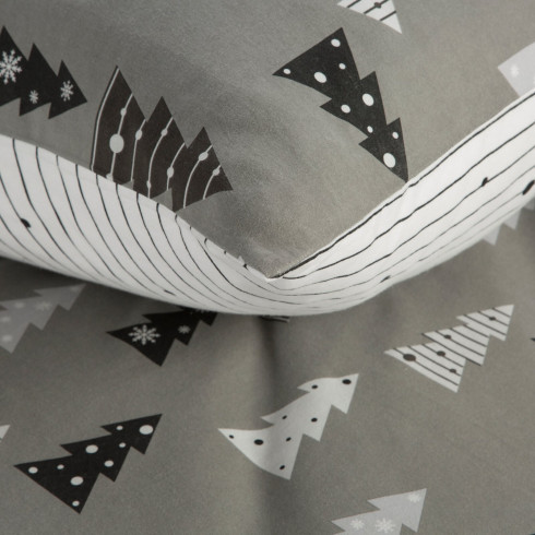 Vianočné obliečky 160x200 cm bavlnené flanelové, oceľové a biele