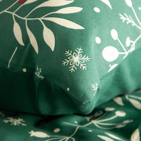 Vianočné obliečky 160x200 cm bavlnené, fľaškovo zelené a krémové
