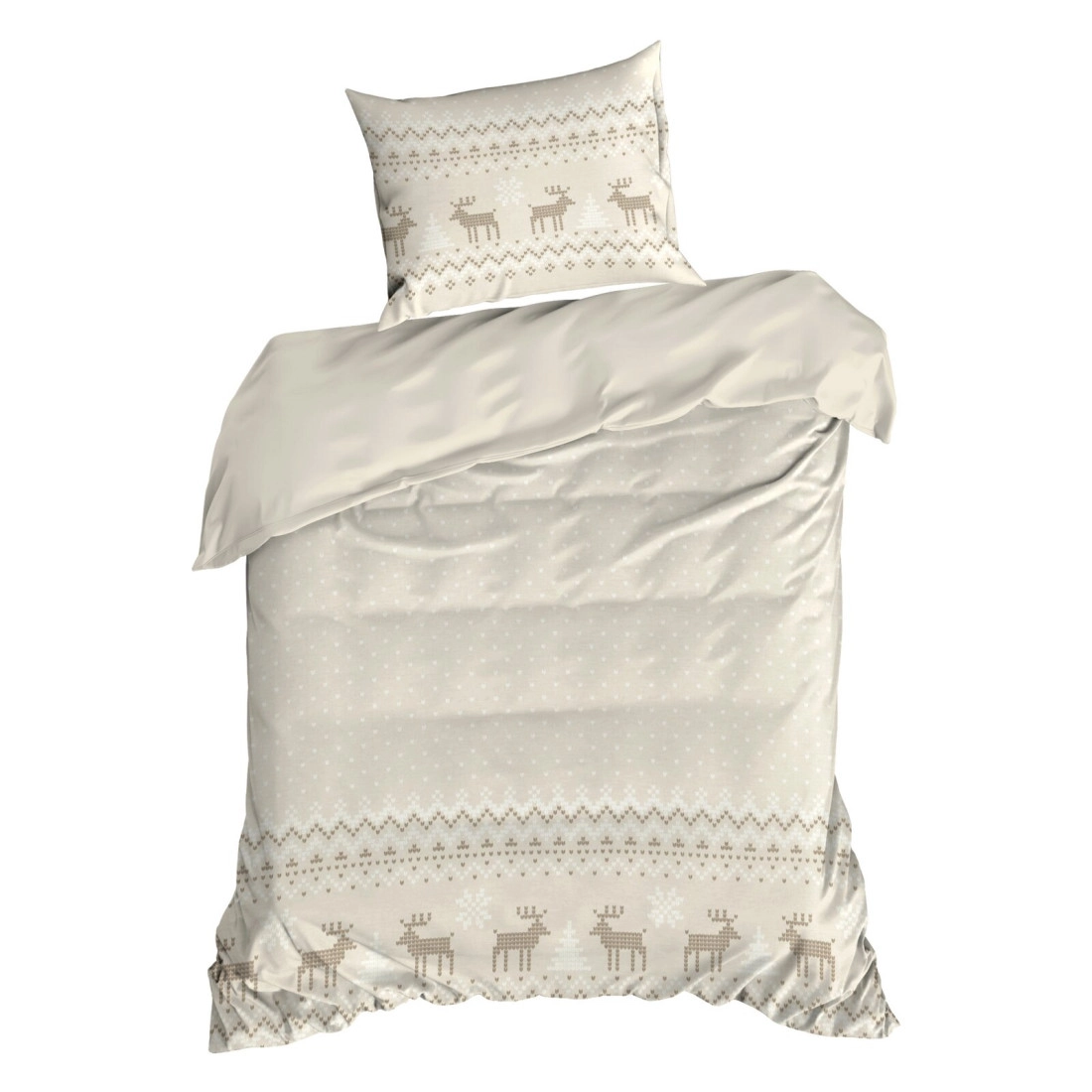 Vianočné obliečky 160x200 cm bavlnené renforcé, béžové a biele