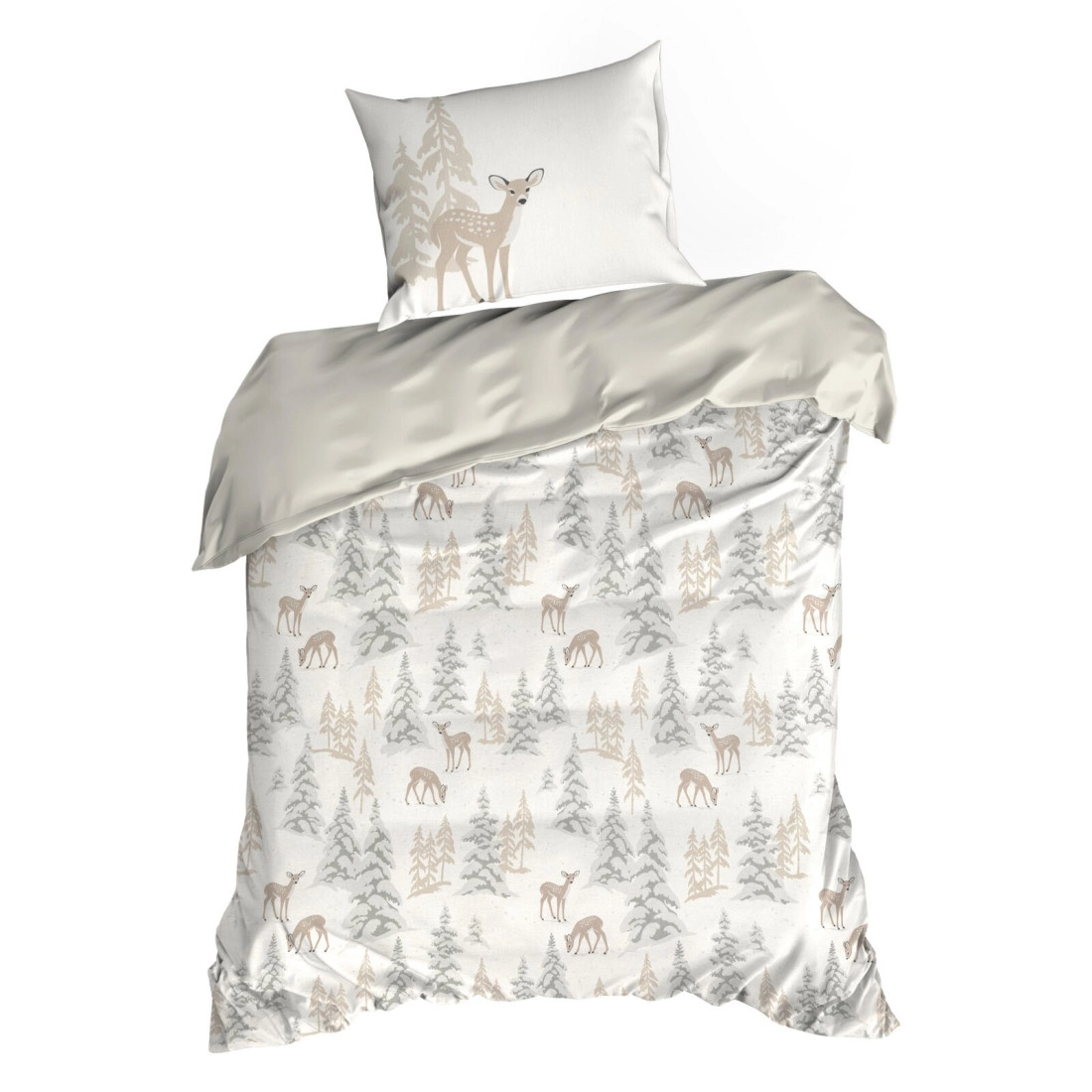 Vianočné obliečky 160x200 cm bavlnené renforcé, biele a béžové