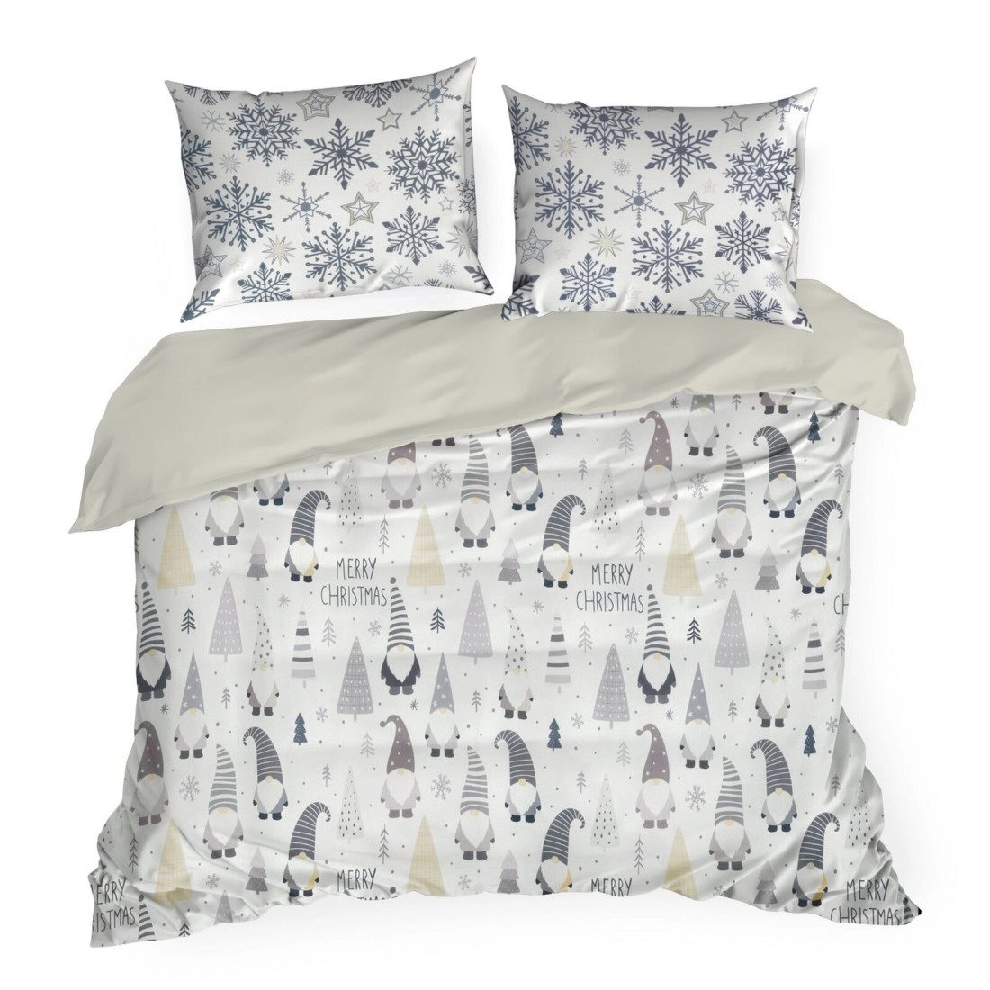 Vianočné obliečky 160x200 cm bavlnené renforcé, biele a oceľové