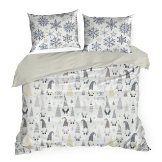 Vianočné obliečky 160x200 cm bavlnené renforcé, biele a oceľové