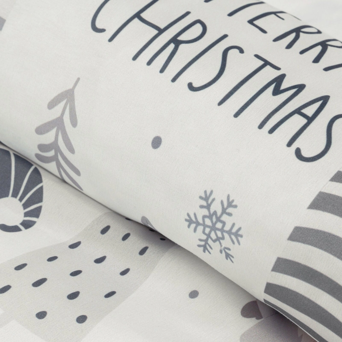 Vianočné obliečky 160x200 cm bavlnené renforcé, biele a oceľové