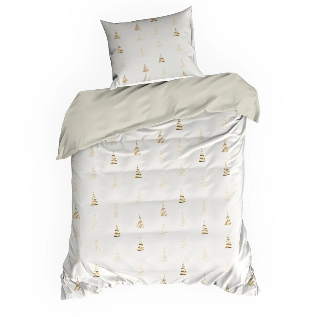 Vianočné obliečky 160x200 cm bavlnené renforcé, biele a zlaté