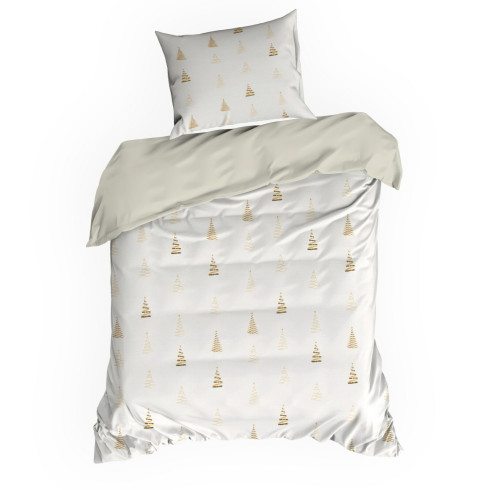 Vianočné obliečky 160x200 cm bavlnené renforcé, biele a zlaté