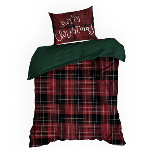 Vianočné obliečky 160x200 cm bavlnené renforcé, bordové a tmavozelené