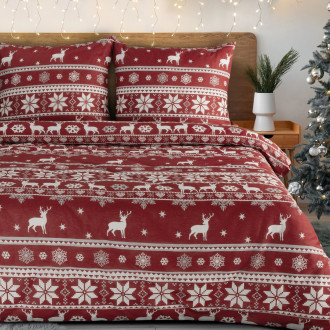 Vianočné obliečky 160x200 cm bavlnené renforcé, červené a biele