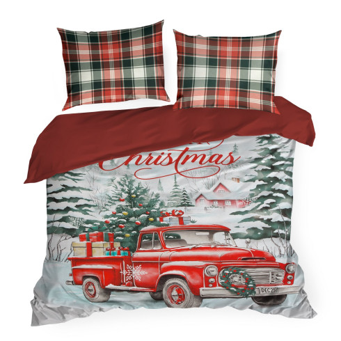 Vianočné obliečky 160x200 cm bavlnené renforcé, červené a biele