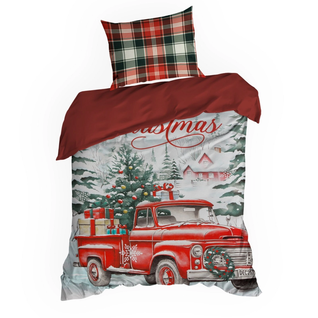 Vianočné obliečky 160x200 cm bavlnené renforcé, červené a biele