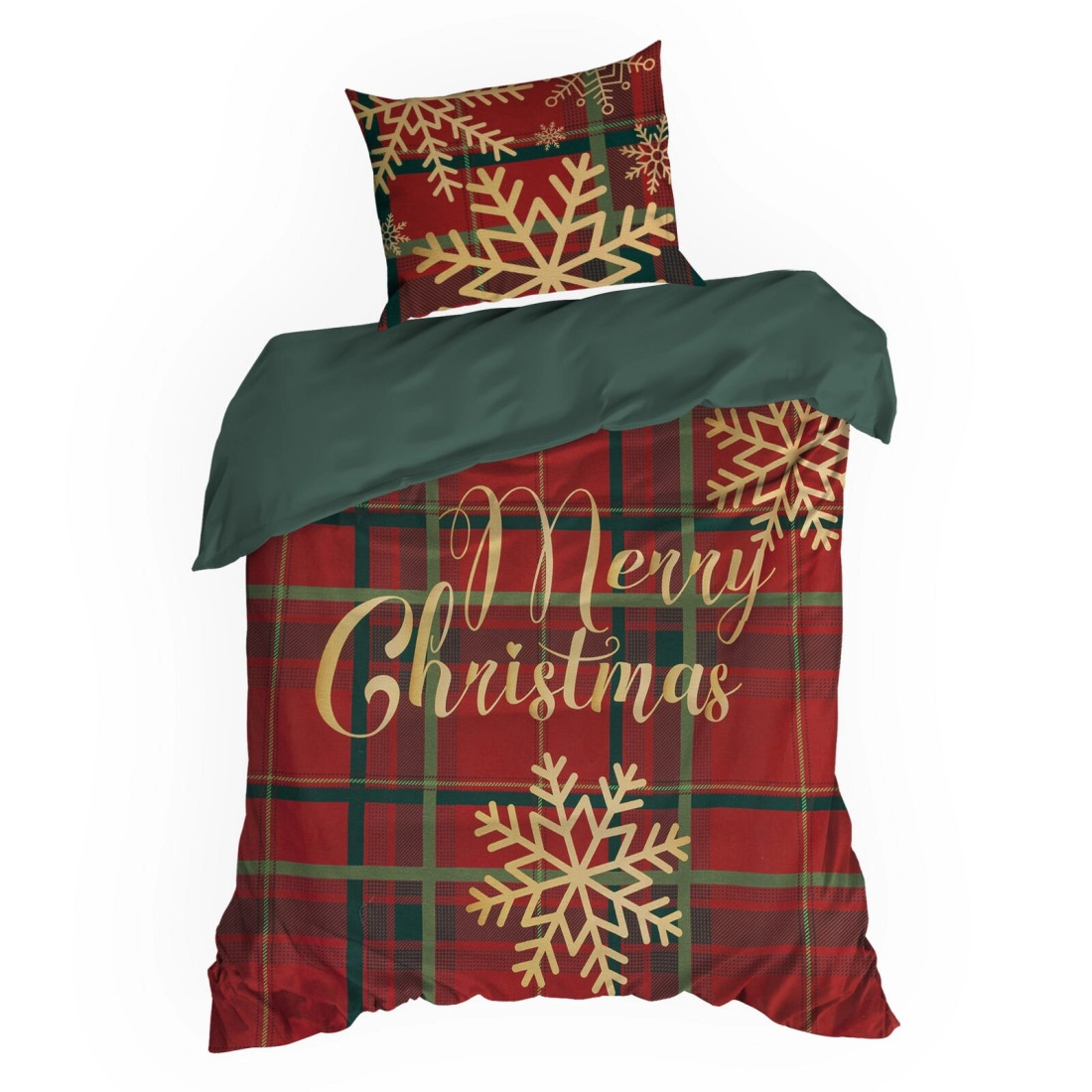 Vianočné obliečky 160x200 cm bavlnené renforcé, červené a fľaškovo zelené