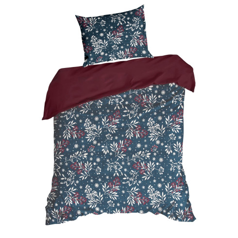Vianočné obliečky 160x200 cm bavlnené renforcé, tmavomodré a červené