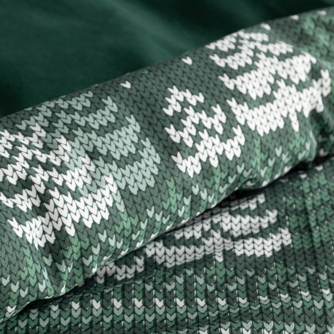 Vianočné obliečky 160x200 cm bavlnené renforcé, tmavozelené a biele