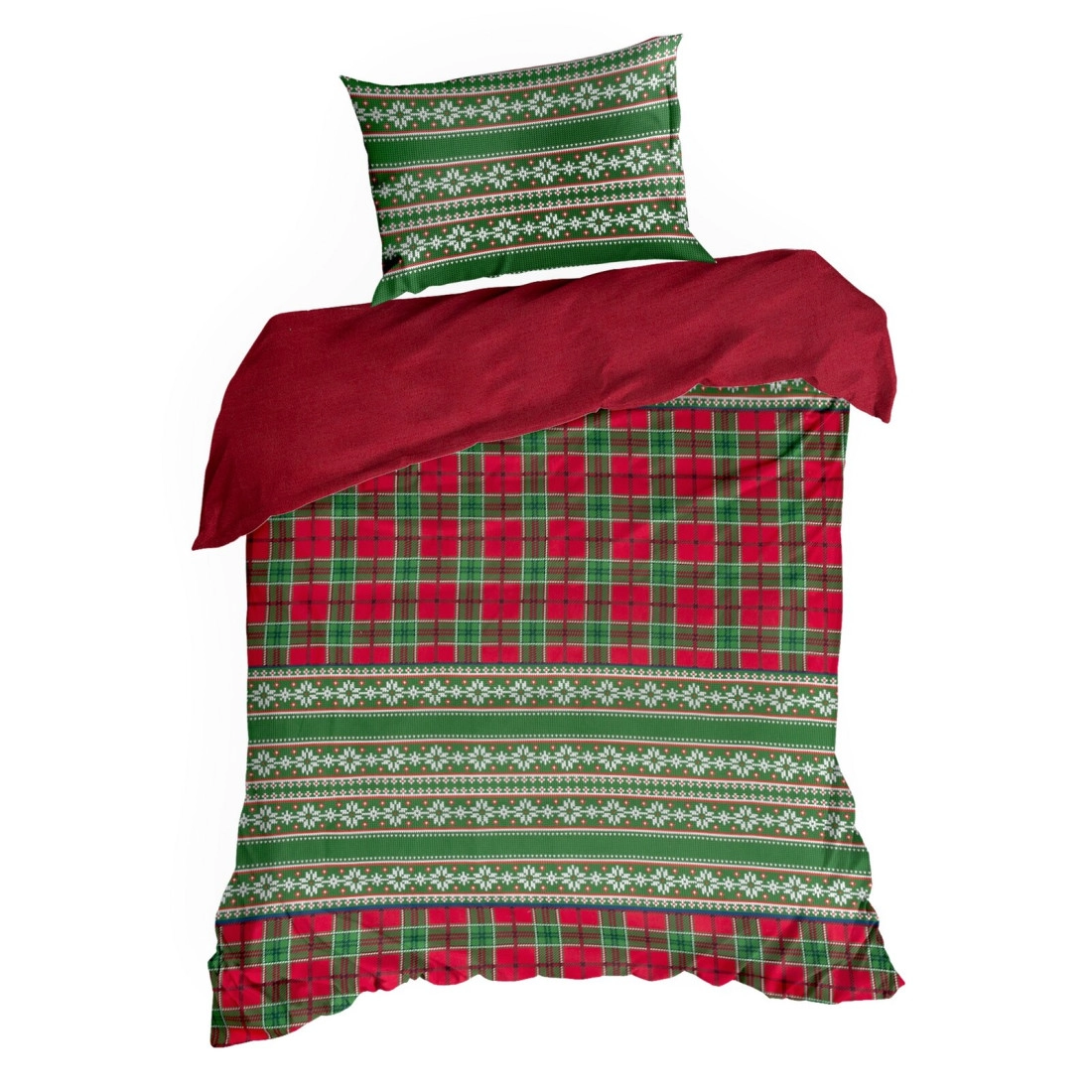 Vianočné obliečky 160x200 cm flanelové, zelené a červené