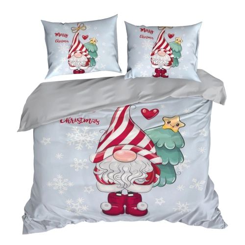 Vianočné obliečky 160x200 cm mikrovláknové, jasnosivé a červené