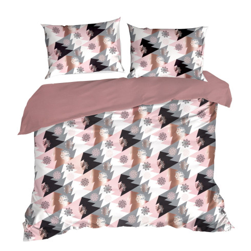Vianočné obliečky 160x200 cm mikrovláknové, ružové a čierne