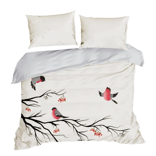 Vianočné obliečky 160x200 cm saténová bavlna, biele a červené