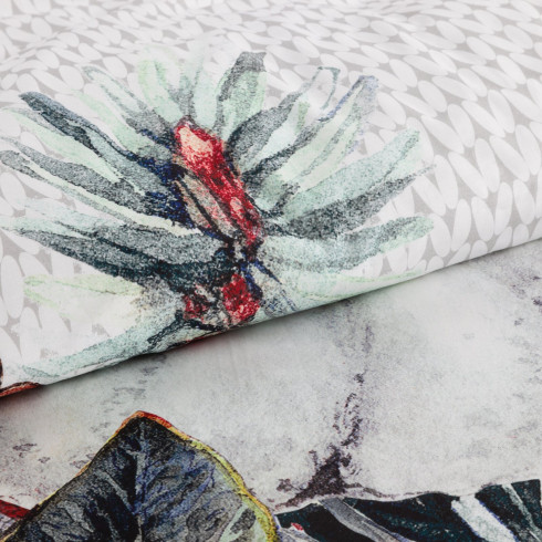 Vianočné obliečky 160x200 cm saténová bavlna, biele a svetlosivé