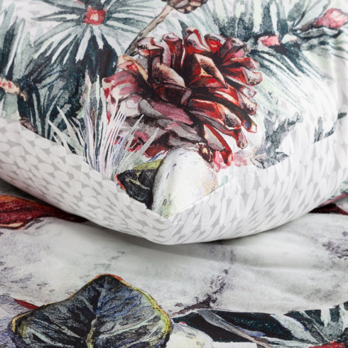 Vianočné obliečky 160x200 cm saténová bavlna, biele a svetlosivé