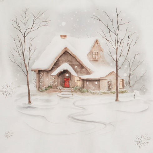 Vianočné obliečky 160x200 cm saténové bavlnené, biele a svetlohnedé