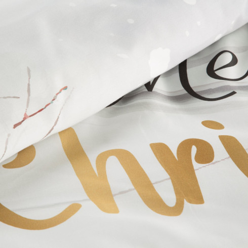 Vianočné obliečky 160x200 cm saténové bavlnené, biele a svetlohnedé