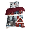 Vianočné obliečky 160x200 cm saténové bavlnené, červené a modré